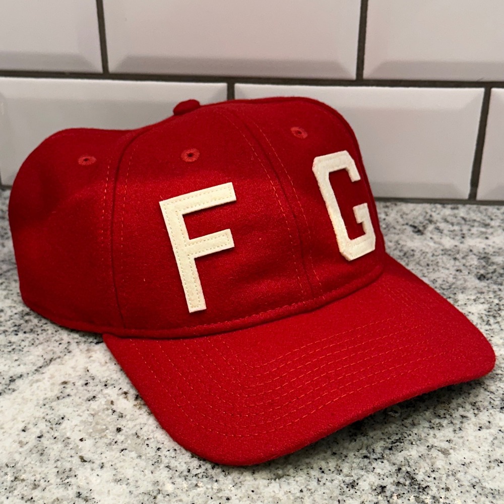 Fear of God Mens‎ OSFM 9FORTY Strapback Hat Red FG Logo Wool Blend Streetwear